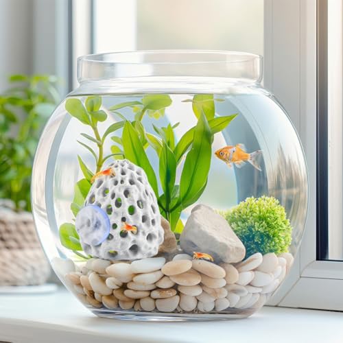Shrimp Dome Hide, Be-TTA Habitat Fish Tank Tunnel, Aquarium Ornament Shrimp Hides with Suction Cup, Hollow Hemispherical Stealth Cave for Fish Tank Decor, Hiding & Resting(White)