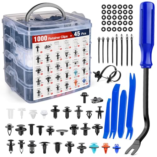Nilight 1045Pcs Car Push Retainer Clips Auto Fasteners Kit 30 Most Popular Sizes Nylon Bumper Fender Rivets with 5 Fasteners Remover 10 Cable Ties for Toyota GM Ford Honda Chevy - color: 1000Pcs Clips + 45 Remover