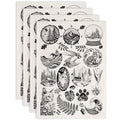 SUPERDANT 4PCS Mountain Scenery Underglaze Paper Transfer Cat Animal Transfer Paper for Clay Ceramic Porcelain Under Glaze Transfers for Pottery Enamel Decals Black Underglaze Decal Papers - style: Natural Element