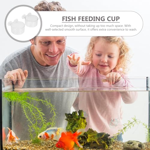 Luxshiny 2pcs Aquarium Fish Food Feeders with Red Feeding Cup and Aquatic Plant Cup Plastic Tank Wall Fish Feeding Dish for Blood Worms and Flake Food Supplies