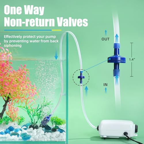 AQUANEAT 14Feet Aquarium Airline Tubing, Standard 3/16" Tubing, Air Pump Accessories,with Air Stones, Check Valves, Suction Cups and Connectors (Clear) - color: Clear