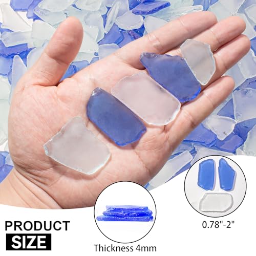 Keedolla Sea Glass for Crafts - 10 OZ Flat Frosted Seaglass Pieces Crushed for DIY Art Crafts, Vase Filler, Beach Weddings, Aquarium and Home Decor - Cobalt Blue, White - color: Cobalt Blue & White, size: 10 OZ / 0.63 LB