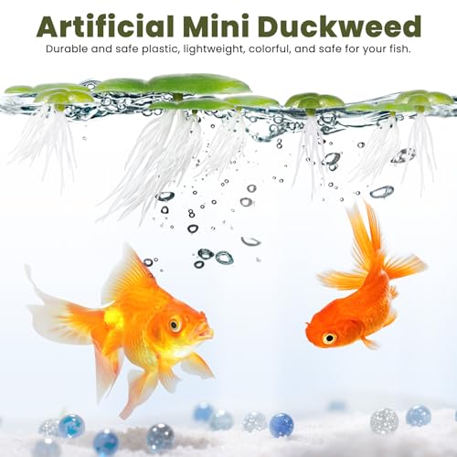 Skrfren 36 Pack Artificial Mini Duckweed with Root, Artificial Floating Plant Plastic Aquarium Simulation Floating Plants for Aquarium Tank Decor