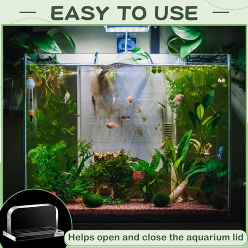 6Pcs Acrylic Aquarium Cover Handle, Wireless Fish Tank Lid Pull Handle, Durable Transparent Lid Grip for Glass Covers, Easy Install with Adhesive for Home Aquariums