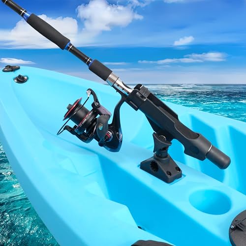 2 Pack Baitcaster/Spinning Rod Holder with Side Deck Mount - color: Black