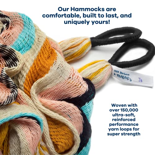 Handwoven Hammock by Yellow Leaf Hammocks - Double Size, Fits 1-2 PPL, 400lb max - Weathersafe, Super Strong, Easy to Hang, Ultra Soft, Artisan Made - Color: Desert Multicolor - color: Mojave- Desert Multicolor, size: Fits 1-2 People (400 lb. Capacity)