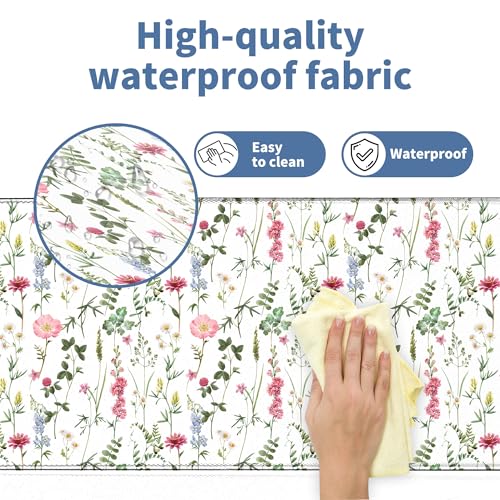 White Kawaii Flower Mouse Pad Large Desk Mat Extended Keyboard Mouse Pad Cute Mousepad with Non-Slip Base and Stitched Edge Floral Mouse Mat Desk Pad 31.5 x 11.8 Mouse Pads for Desk Home Office Gaming - color: White Wildflower