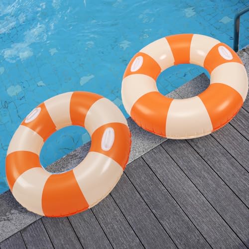 2 PCS Inflatable Pool Floats for Swimming Pool Party Lake Beach Adults - Floaties Pool Tubes Swim Rings Tubes Floaties for Beach Pool Party Decorations - color: Orange, size: 42"