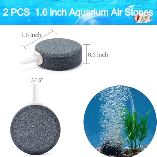 Aquarium Air Pump Accessories - 7 Feet Airline Tubing Standard with Air Stone Disc, Check Valves, Suction Cups and Connectors for Nano Air Pumps Small Buckets and Fish Tank