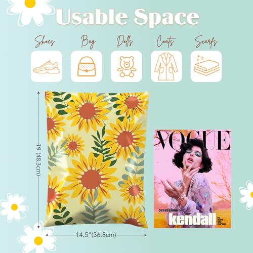 Metronic Poly Mailers 14.5x19 Inch Shipping Bags for Clothes,Self Adhesive Shipping Envelopes for Small Business,Waterproof Mailers Poly Bags for Shipping,Packaging Mailing Bags Sunflower 50pc - color: Sunflower, size: 14.5x19 50pc