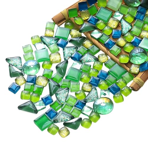 500g Mixed Color Irregular Crystal Mosaic Tiles,Tiny Mosaic Tile DIY Hobbies Children Handmade Crystal Craft for Craft Bathroom Kitchen Home Decoration DIY Art Projects,0.4X0.4 Inch(Green Series) - color: Green Series
