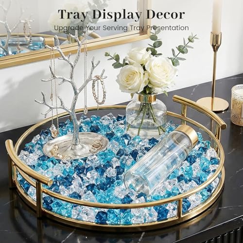 DomeStar 550PCS Small Mixed Blue Vase Fillers, Acrylic Fake Ice Rocks Blue Gems Crystals Plastic Diamonds Table Centerpiece Fish Tank Table Scatter Photography Props Display Decor (0.4 * 0.6) - color: Mixed Blue