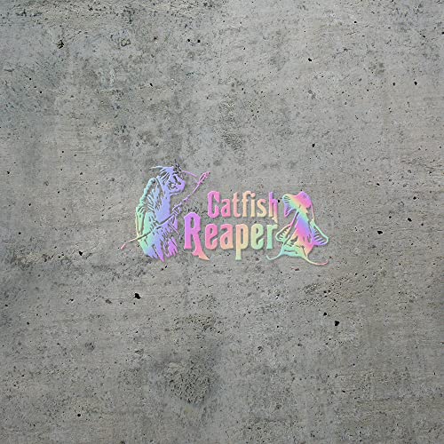 2 Pcs - No Background Decal Stickers of Catfish Reaper Fishing #2 (Hologram) Premium Waterproof Vinyl Decal Stickers for Laptop Phone Accessory Helmet Car Window Mug Tuber Cup NVCSKUS570833HO090622 - color: Hologram, size: 8.3'' x 4''
