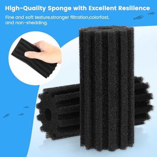 hygger Pack of 4 Replacement Sponges for Aquarium Vertical Stripes Double Sponge Filter (M) - size: Sponge M