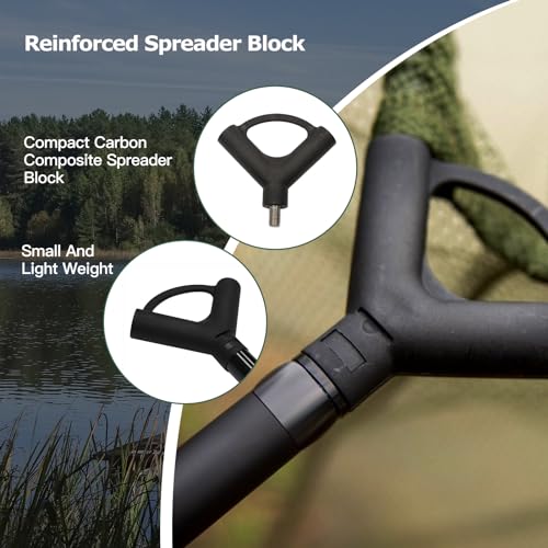 Landing Net for Carp Fishing, 42 Inch Extra Large Fishing Net, 6 Feet Carbon Fiber Long Handle Saltwater Big Fish, Holds Up to 88lbs/40kgs, Olive Green, Supplied with Carry Bag