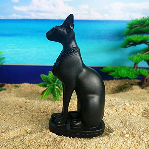 Egypt Bastet Cat Decorations Statue Aquarium Ancient Egyptian Fish Tank Reptile Turtle Lizard Spider Tanks Terrarium Temple Decor Ornament Pet Black - color: Bastet Black