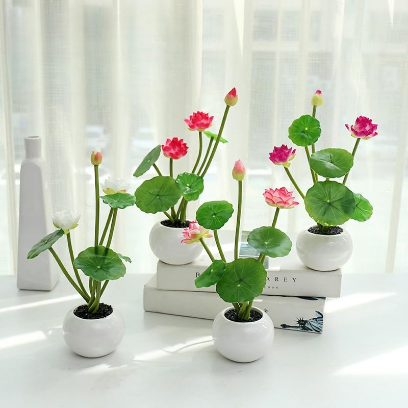 6 Pcs Water Lily Artificial Flower,10" Silk Plants Floating Flowers,Plastic Flowers Lotus Flowers,Realistic Fake Flowers Lotus Decor for Fish Tank Decoration Home Decor (Multicolor) - color: Multi Color