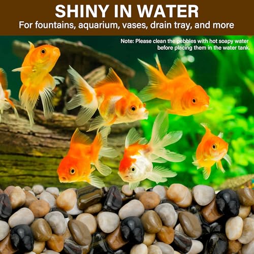NUPICK 45lb Mix River Rocks for Outdoor Landscaping, 1-2 Inch Pebbles for Indoor Plants, Natural Polished Aquarium Gravel, Decorative Rocks for Succulent, Garden, Vases Fillers, Bird Baths - color: Mixed, size: 1-2"-45lb