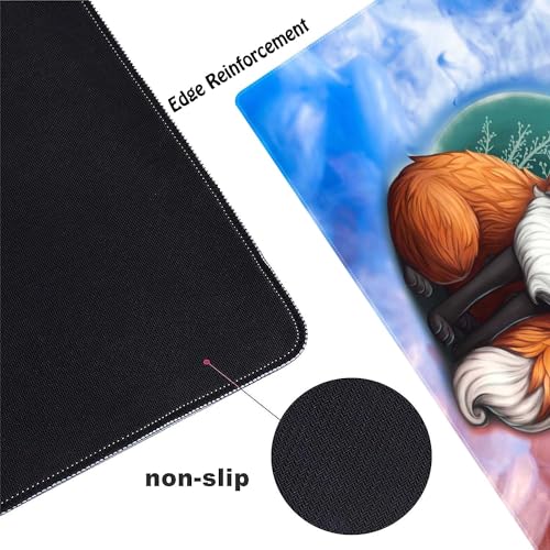 Watercolor Fox Customized Large Extended Gaming Mouse Pad with Stitched Edges and Non-Slip Rubber Base,Suitable for Office and Home Use,31.5x15.7 Inches - color: Watercolor Fox