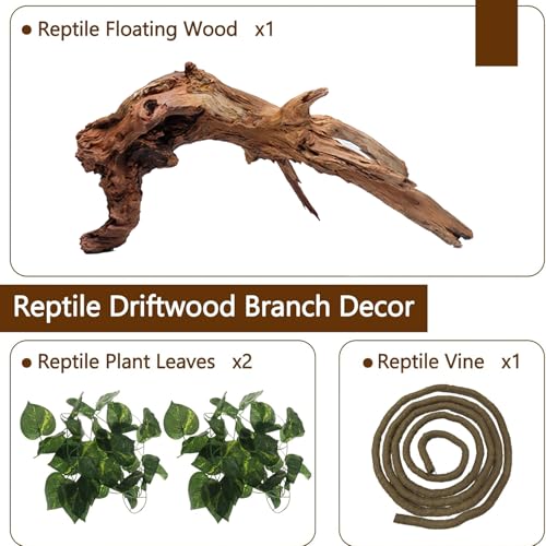 Hamiledyi Reptile Driftwood Decoration Natural Coral Driftwood Branches for Aquarium Reptiles Trunk Log Ornament Bendable Jungle Climbing Vines Decor for Bearded Dragon Lizad Amphibian Fish Tank