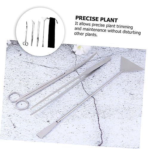 1set Stainless Steel Aquarium Cleaning Tool Kit Aquascaping Tweezers Scissors and Spatula for Plant Maintenance Set Storage Bag for Freshwater Aquariums
