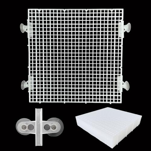 Adjustable Plastic Grid Panel for Fish Tank Divider, 11.8 x 11.8 Inch, 8 Pcs - Interlocking Design for Aquarium Separation, Reptile Basking and Plant Support(White) - color: White