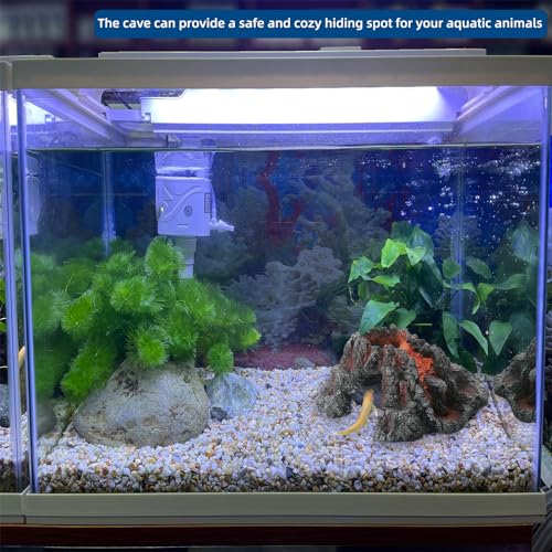Volcano Shape Aquarium Decorations Cave| Resin Fish Tank Cave Ornaments| Fish Tank Bubbler Decorations| Fish Sleep Rest House| Aquarium Decoration Mountain