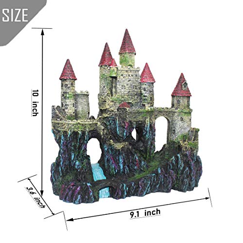 PINVNBY Aquarium Resin Castle Decoration Fish Tank Driftwood Castle Cave Hideouts House Plants Supplies Accessories(Red) - color: Red