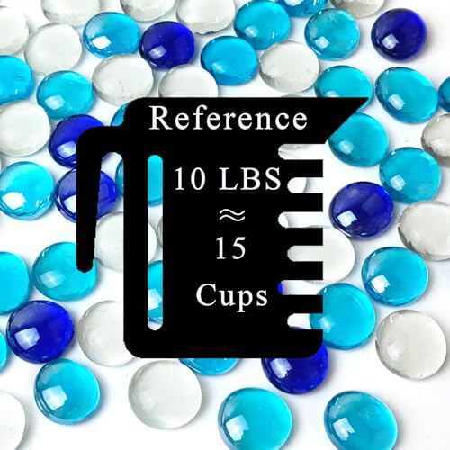 FANTIAN 10LB Fire Pit Glass, Mixed Blue Flat Glass Marbles for Vase Fillers. Decorative Glass Pebbles for Fish Tank Fountains Garden Crafts Table Scatter and Home Decor - color: Mixed Blue, size: 10 Pounds