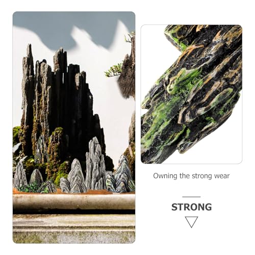 Toyvian Mini Resin Rockery Statues, 8Pcs Miniature Mountain Figurines for Aquarium Decor Fairy Garden Tiny Accessories for Terrarium Bonsai Zen Garden Fish Tank Landscaping