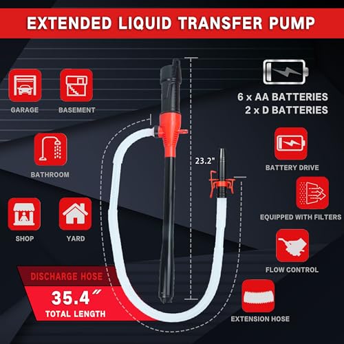 Portable Battery Powered Gas/Liquid Transfer Pump, Battery Operated Fuel/Water Transfer Pump Up to 2.2 GPM, Multi-Use Electric Siphon Pump for Gas Fuel Water Diesel - style: Locking clip pump