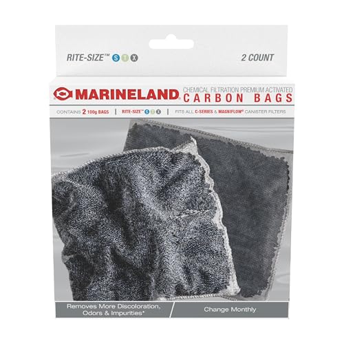 Marineland Carbon Bags, 2 Count, Support Chemical Aquarium Filtration, Rite-Size S, T and X, Fit All C-Series and Magniflow Canister Filters