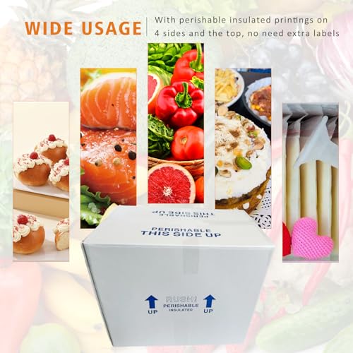 Insulated Cold Shipping Boxes with Liners, 4 Pack 19'' x 12'' x 16'', for Perishable Frozen Food, White (TB191216L-4) - size: 19x12x16'', style: 4 Pack