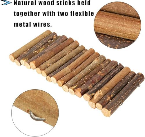 Hamster Bridge Rat Ladder Wooden Bridge Toy for Small Animals Cage Wood Ladder Natural Hideout for Guinea Pig Chinchilla Ferret Reptile (Pack of 2) (2 Ladder) - size: 8.0"L x 4.0"W