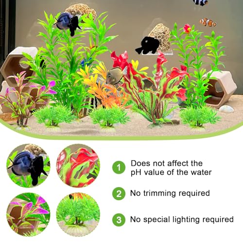 10Pcs Aquarium Plants, Fish Tank Accessories Artificial Aquatic Plants, Artificial Fish Tank Plastic Plants Decorations, Aquarium Decor