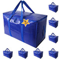 Extra Large Moving Bags Heavy Duty Totes for Storage Packing, Space Saving, Traveling, with Zippers & Strong Carrying Handles (Set of 8) - color: 8-package-Blue