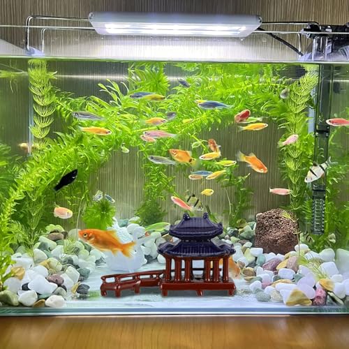Levemolo Mini Curved Bridge Pavilion Statue Ceramic Fish Tank Decoration Bonsai Ornament for Landscape Realistic Design Sturdy Construction for Garden Aquarium Use