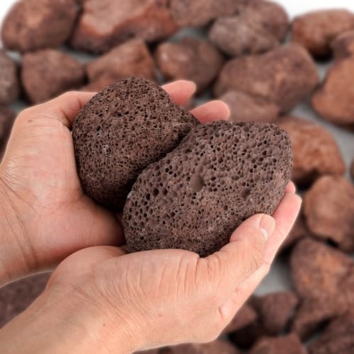 Mr. Fireglass Lava Rock Granules, 2.75"-5" Large Volcanic Lava Rock for for Fire Pits, Fire Bowls, Fire Table and Gas Log Sets, Decorative Landscaping, Indoor & Outdoor Fireplaces - 10 Pounds, Red - color: Red, size: 2.75"-5"