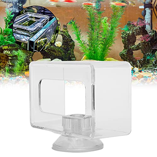 Fish Food Feeding Ring, Fish Floating Food Feeder Transparent with Suction Cup for Aquarium(L 10x16X4cm)