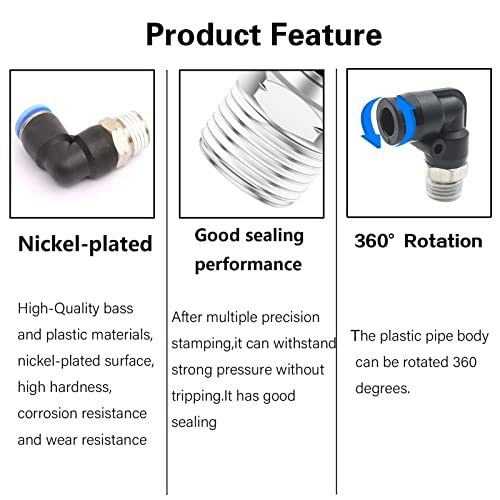CEKER 4mm x 1/4" Npt Male Thread Elbow 90 Degree Push to Connect Fittings Air Fittings Pneumatic Quick Connect Fitting Airlines Push In Connectors 1/4 Tube Fittings 10Packs - size: 4MM X 1/4" MNPT