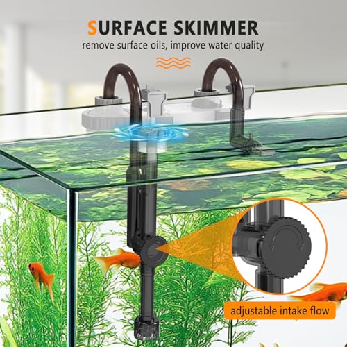 hygger Quiet Hang On Back Aquarium Filter 5-30 Gallon Small Fish Tank Canister Filter with Surface Skimmer Spray Bar 3 Floss Pads Bio Filter Media Adjustable Flow, Easy Water Change 132 GPH - size: For 5-30 Gallon