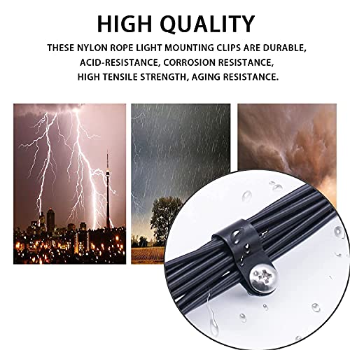 mankk 50PCS 1/2 Inch Rope Light Clips P-Style Mounting Clips Plastic Cable Clamps with Compatible Stainless Steel Pan Head Phillips Screws for Wire Management M-030-BK-LS - size: 50 Pack 1/2Inch