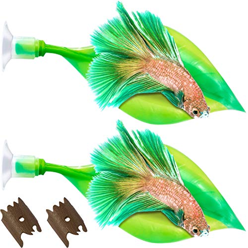 WILLBOND 2 Pcs Green Silicone Betta Fish Bed Leaf Hammock Betta Fish Tank Accessories Decorations for Aquarium Ornaments, Practical Resting Spot, Comfortable and Safe - color: Green