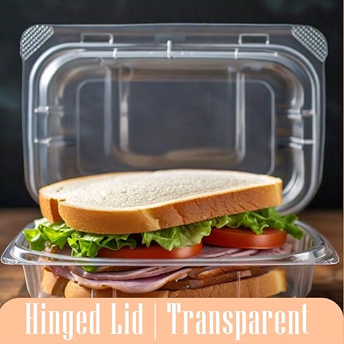 Mr Miracle Clamshell Containers - Clear Disposable Plastic To-Go, Leak-Resistant and Durable for Delivery like Uber Eats, Ideal for Cakes, Salads, Small Sandwich, Personalizable (9" x 5" - 25 Count) - size: 9" x 5" - 25 Count