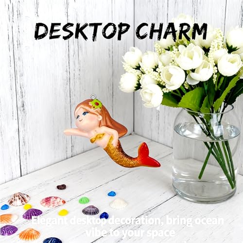 Handcrafted Polychromatic Floating Mermaid Aquarium Decor – PVC Resin Statue Ornament for Fish Tanks, Home Aquariums & Desktop Water Displays