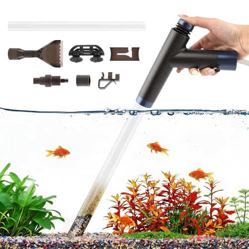 Aquarium Siphon Gravel Cleaner, Fish Tank Vacuum Cleaning Kit, Manual Water Changer Pump for Aquarium and Turtle Tanks, Gravel Vacuum Sand Washer for Removing Waste and Debris(COLOR:Black+Transparent)