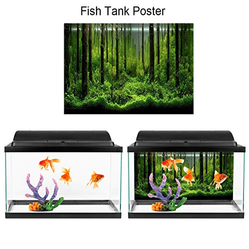 Aqrium Background, 3D Effect Waterproof Fore Landsce Underwater Fish Tank Backdrop Poer Decoration PVC Adhesive Sticker(12246Cm)