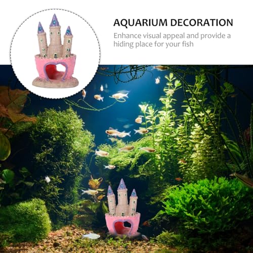 Didiseaon Castle Fish Tank Ornament Aquarium Decoration with Hidden Cave Resin Landscaping Castle Model for Fresh and Saltwater Fish Tanks 4.52X2.95X2.36 Inches