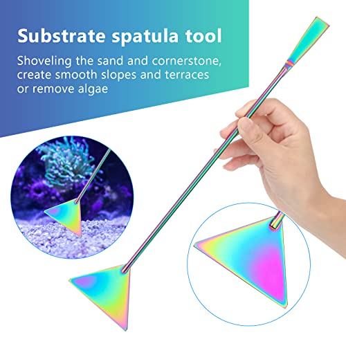 Catcan 4 in 1 Quarium Aquascape Tools Kits, Anti-Rust Stainless Steel Aquatic Plant Aquascaping Tweezers, Scissors, Spatula for Aquarium Tank Cleaning Fish Tank Aquascape Tools Sets - color: Multicolor