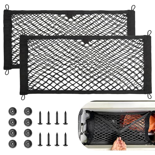 RED WOLF Universal Cargo Net Pocket Elastic Netting Car Mesh Pouch for Trunk RV Boats Home Cargo Storage with Screws and Hooks (21.7'' x 9.8'') - size: 21.7'' x 9.8''